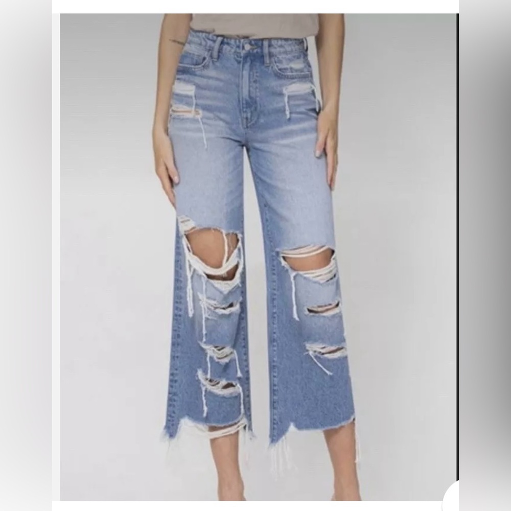 Flying Monkey Distressed Crop Jeans